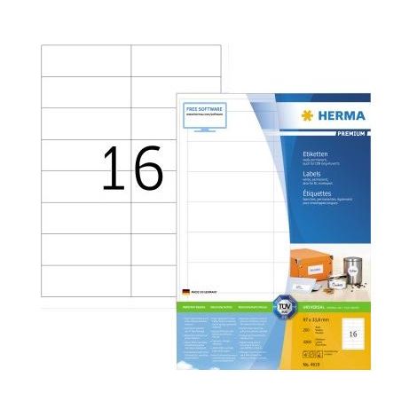 HERMA Etiketten Premium A4 97x33.8 mm weiß Papier matt 3200 St. (1/5)