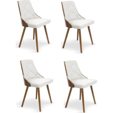 Lot de 4 Chaises Scandinave "Cargo" 79cm Noisette & Blanc (1/5)