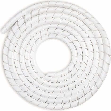 SABIR Gaine Spirale Flexible Universel 6mm, Kit de Câble Rangement 1 pack de Tube d'Enroulement de Câble en Spirale pour Protéger le Câble d'Antenne TV/PC/USB/Télé/AUX- (16m), Blanc（6mm，16m） (1/5)