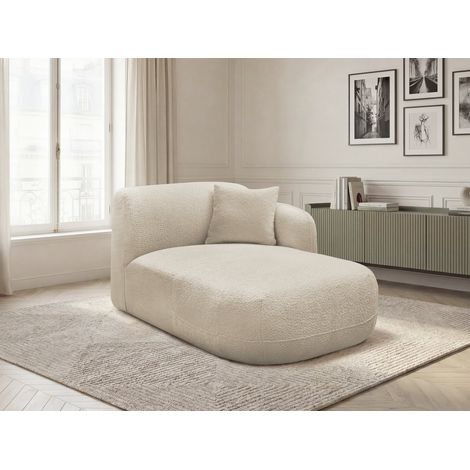 BOBOCHIC - Méridienne avec accoudoir pour canapé modulable ANDA tissu chenille Angle droit Beige (1/5)