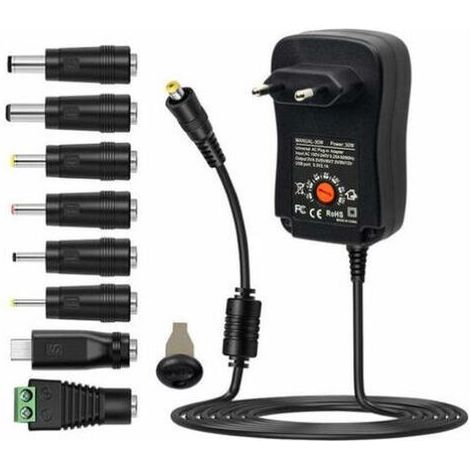 Adaptateur d'alimentation universel 30W AC vers DC avec port USB 5V 2.1A AC 3V vers 12V Chargeur d'alimentation avec 8 adaptateurs DC pour l'électronique domestique (1/5)