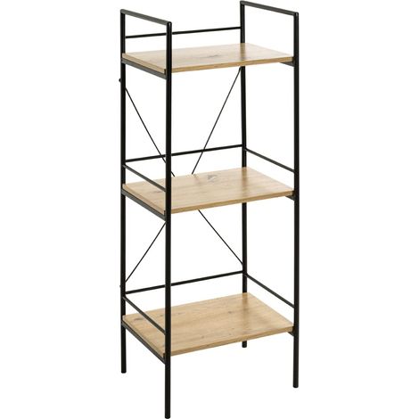 Étagère chêne Clair, Noir, MDF, Métal - Dim.: L 34 x H 96 x P 27 cm, Style: Moderne (1/5)