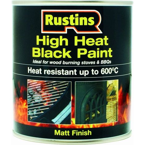Rustins High Heat Black Paint 600°C, 250ml – Fast-Drying, Heat-Resistant Decorative Coating