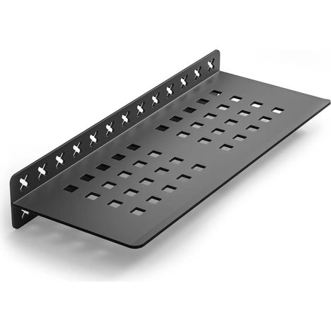 Tablette de salle de bain en acier inoxydable noir mat 3 mm – Installation encastrée derrière carrelage – Résistante à l'humidité et à la corrosion – MCM