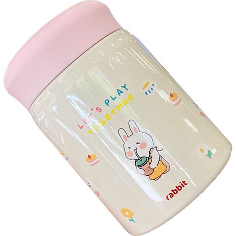 Gobelet isotherme de 320 ml en acier inoxydable avec couvercle, idéal pour les activités de plein air. Motif lapin à emporter partout. (1/5)