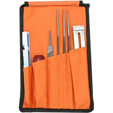 Kit d'Affûtage Universel Portable pour Tronçonneuse, Limes Rondes 5/32" (4 mm) / 3/16" (4,8 mm) / 7/32" (5,5 mm), Lime Plate, Manche, Guide de Lime et Pochette (617067) (1/3)