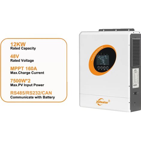 Inverter ibrido, onda sinusoidale pura, doppio MPPT, monitoraggio WiFi, 12000W 48V, 220-240V, 48V (1/2)