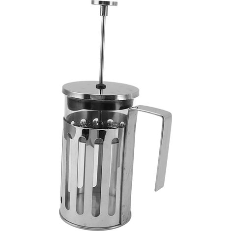 French-Press-Teekanne, Borosilikatglas 304, hitzebeständig, für Zuhause, Camping und Reisen, 600 ml, Silber (1/5)