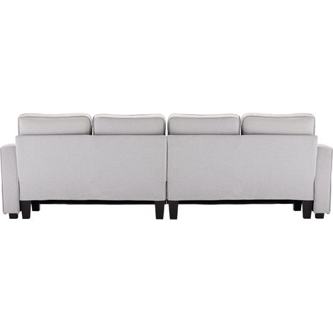 Divano 4 posti 264 cm grigio in lino con tasche portaoggetti per soggiorno ufficio - CHICFURN (1/5)