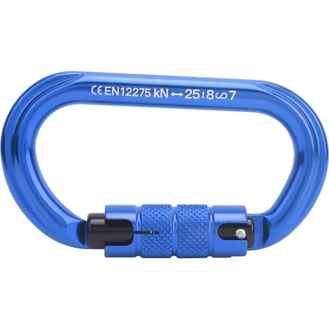 Mousqueton verrouillable en forme de O Xinda, alliage d'aluminium robuste, pour escalade, bleu