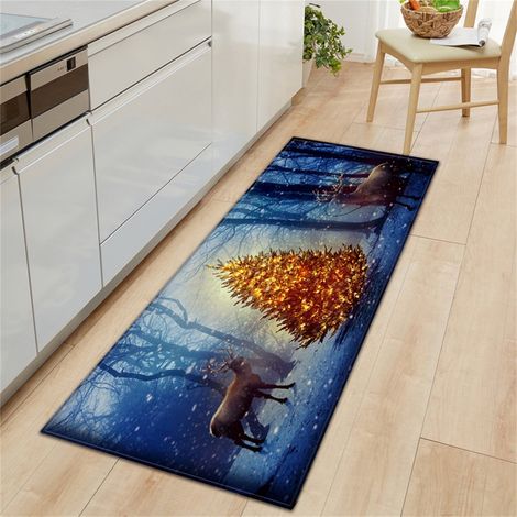 Tapis De Porte - Motif Flocons De Neige Et Noël - Polyesther - Pour Intérieur Et Extérieur - 40 X 120 Cm - 1 Pièce (1/2)