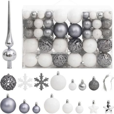 Juego de bolas de Navidad 111 pzas poliestireno blanco y gris vidaXL (1/5)