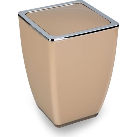 TrendLine Kosmetikeimer Cube 5 l taupe Mülleimer Schwingdeckeleimer Badeimer