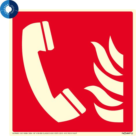 Panneau photoluminescent HD Téléphone incendie - rigide 200x200mm - 4055411