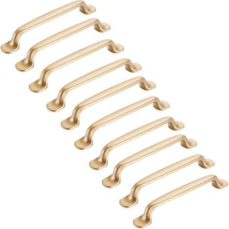 Memkey – Confezione da 10 maniglie per mobili dorate da 128 mm – Lega di zinco – Installazione semplice con viti incluse – Per mobili moderni – Maniglia da 128 mm (1/5)
