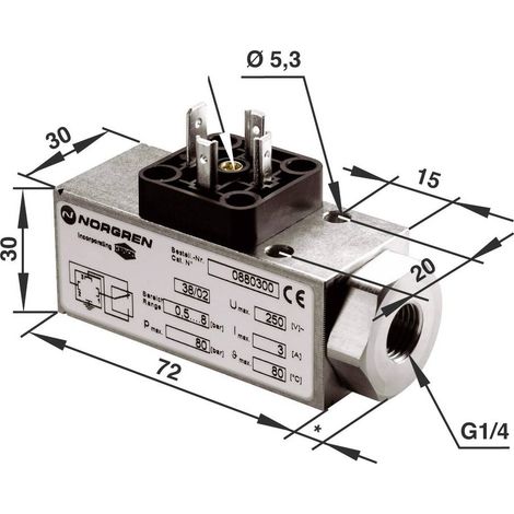 Pressostato IMI NORGREN G1/4 0.5 fino a 8 bar 1 scambio (1/2)