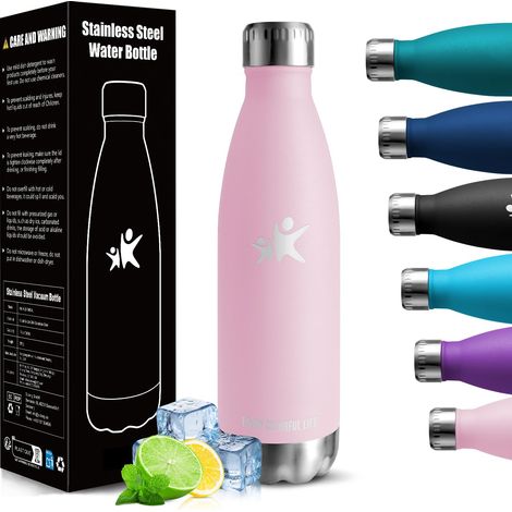 Gourde Isotherme - 500ML - Gourde Inox sans BPA, Réutilisable, Bouteille Isotherme, Processus de revêtement en Poudre, Bouteille Sport Étanche, pour Running, Bureau, École (1/5)