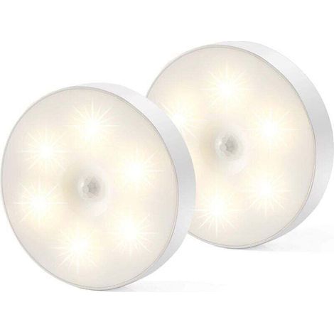 Veilleuse Led, Magntique lampe detecteur de mouvement interieur avec tampons adhsifs gratuits, Coller n\'importe o, Capteur sans fil USB rechargeable Blanc chaud Paquet de 2 (Auto-4000K) (1/4)