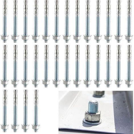 XEPHO Ancrage de boulons m10 x 100 mm pour charges lourdes - Galvanisé m10 - Chevilles d'ancrage pour charges lourdes - M10 - Vis d'ancrage en acier galvanisé M10 - Pour balustrade, fenêtres, murs-rid