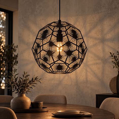 Hängeleuchte Pendelleuchte Wohnzimmerlampe Hängelampe Schwarz H 150cm (1/5)