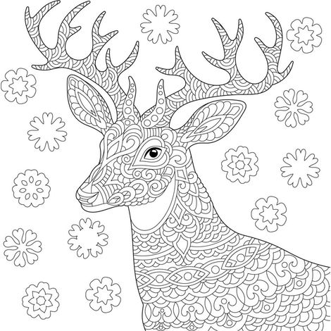 Tableau sur toile à colorier cerf 30x30 cm - Impression sur Toile Murale Décorative - Image imprimée en HD sur Toile - Toile sur Châssis en Bois FSC - Fabriqué en France (1/4)