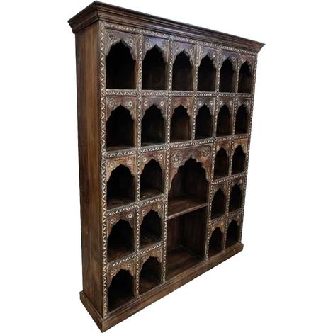 Estantería de madera acabado artesanal marrón 170x37x195h cm (1/5)