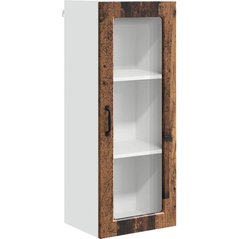 Maison Exclusive - Mobile in vetro da parete PORTO Legno vecchio 40 x 31 x 100 cm (1/5)