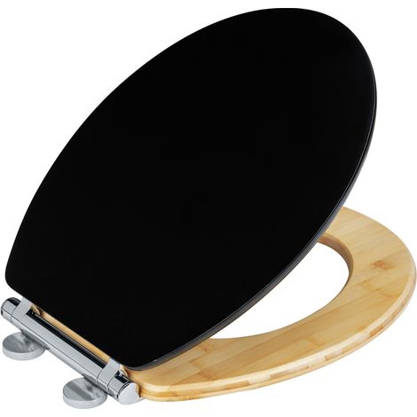 WENKO WC-Sitz Mod. Bambusa Black - Easy-Close Absenkautomatik, MDF, 37 x 4 x 44 cm, Schwarz (1/5)