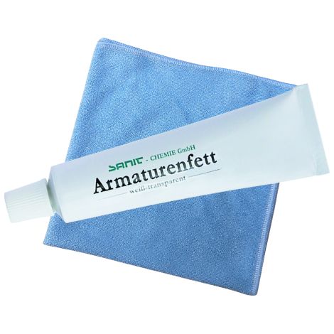 BADfabrik24 SANIT-Armaturenfett / DVGW-geprüft 23 g Tube + Mikrofasertuch