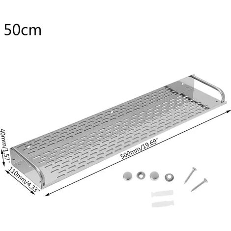 Étagère murale de rangement simple en acier inoxydable (50 cm) pour cuisine et salle de bain (1/5)