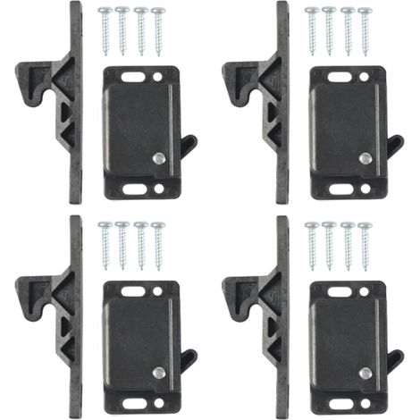 Lot de 12 loquets porte placard pour camping-car/remorque, en ABS noir (1/5)