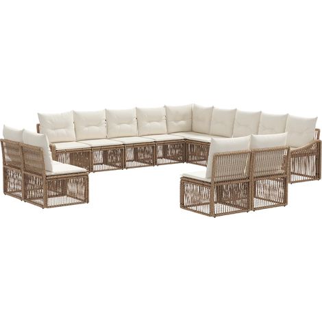 Gartensofa-set 13 pcs Beige Poly-Rattan vidaXL