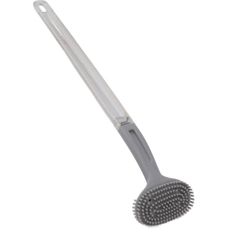 Brosse wc en plastique transparente à poils souples courbée manche long nettoyant salle de bain avec crochet 139 g (1/5)