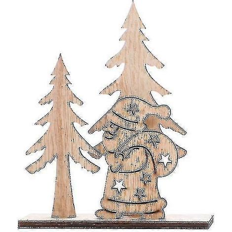 Décorations de Noël chics en bois, Père Noël, ornements en bois à faire soi-même, décoration de bureau créative, décoration de fête pour le salon ou la chambre (1/3)