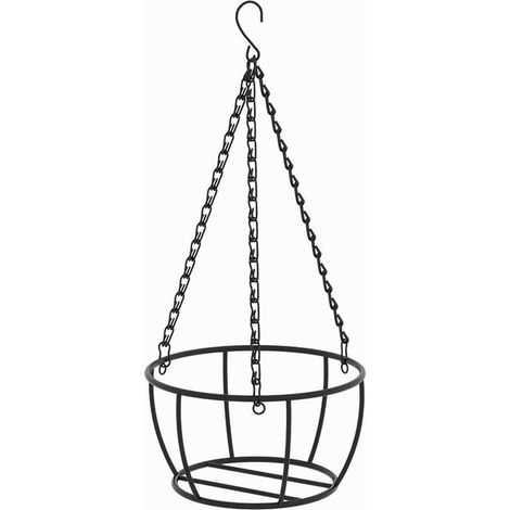 Cesto Colgante - Hierro Negro - Para Plantas y Macetas - Diseño Ahorrador de Espacio - Uso Interior y Exterior - 1 Unidad (1/5)