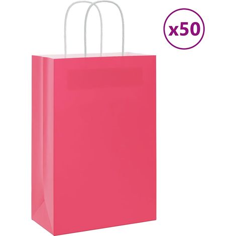 Sacs en papier 50 pcs avec poignées rose 21x11x31 cm vidaXL