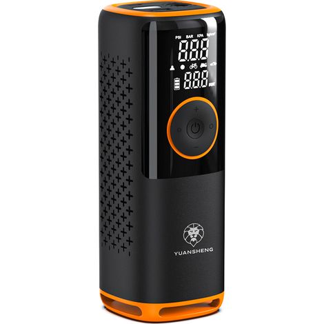 Tragbarer Luftkompressor mit Reifenfüller, elektrische Luftpumpe für Autoreifen mit 150 PSI, kabelloser Luftkompressor 3-mal schneller aufpumpen, digitaler Reifenfüller mit LED-Leuchten, 12-V-Reifenpu