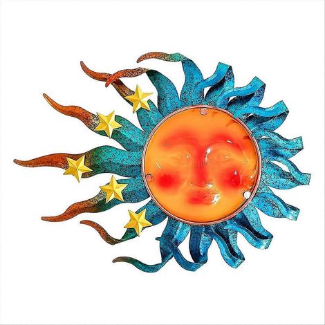 Décoration murale extérieure en métal pour patio, motif soleil (1/5)