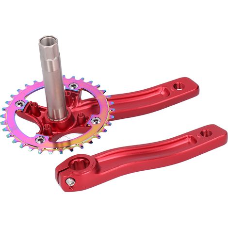 Remontage de pédalier gauche/droite pour VTT, sans boîtier de pédalier, pédalier 34 dents mono-vitesse rouge (1/5)