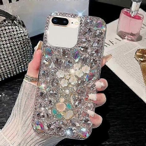 Coque téléphone PC incrustée de strass faite main, motif fleur de prunier, étui rigide personnalisé, protection fine et élégante pour smartphone. (1/4)