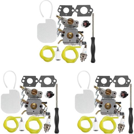 Kit de 3 carburateurs pour tronçonneuse Poulan Pro P3314 P3416 PP3816 (42 cm³, 18 pouces) PP4218A PP4218AVX (1/5)