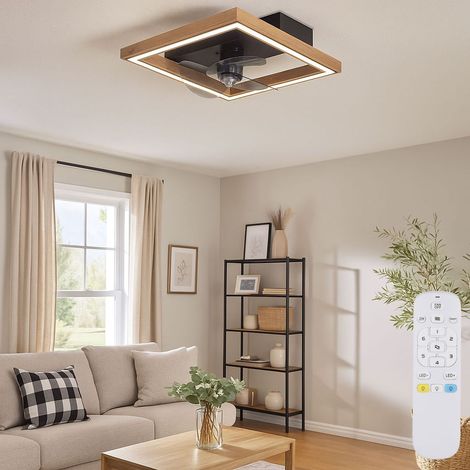 Deckenventilator Deckenlampe Lüfter LED dimmbar mit Fernbedienung, 6 Geschwindigkeitsstufen, Sommer-/Wintermodus, 24W 1000lm warmweiß-kaltweiß, LxH 44 x 13,5 cm