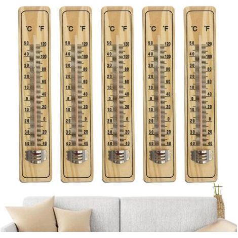 Pologmase Lot de 5 thermomètres muraux, thermomètres d'ambiance, thermomètres d'intérieur en bois pour cuisine, thermomètres à effet de serre, thermomètres de jauge 1000 pcs (1/5)
