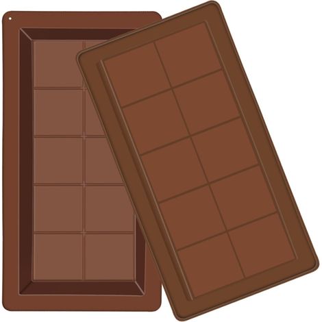Set di 2 stampi in silicone per cioccolato, stampi riutilizzabili per wafer, ideali per dolci e gelatine, 25 x 13 x 2 cm, marrone (1/5)