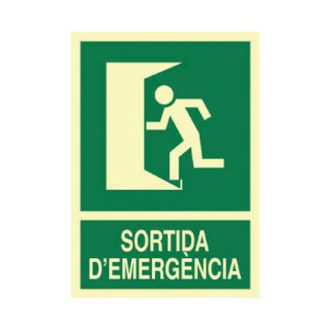 Señal luminiscente 297x210mm para salida de emergencia, alta visibilidad.