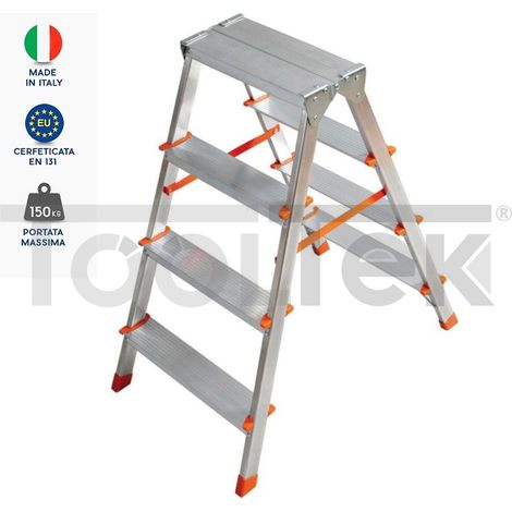 SCALA ALLUMINIO 4 GRADINI DOPPIA SALITA CASALINGA (1/2)