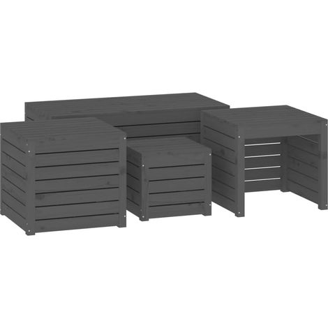 Maison Exclusive - Set Cassette da Giardino 4 pz Grigio in Legno Massello di Pino