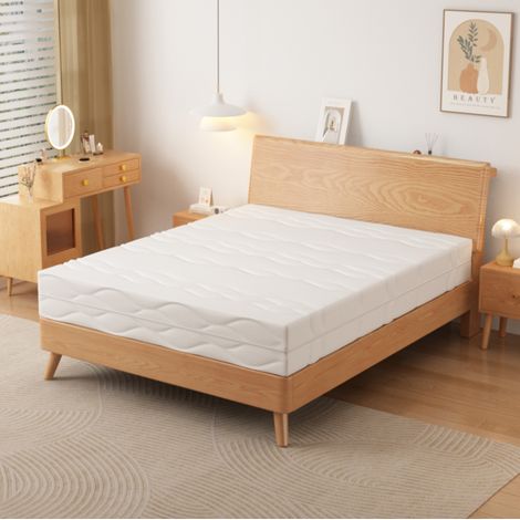 Matelas à ressorts ensachés 140x200 cm blanc et gris, 7 zones, 20 cm, mousse et ressorts MEUBLIV (1/5)