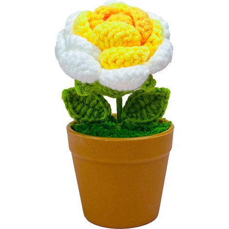 Künstliche Pflanze mit rosa und gelben Pompon-Wollblumen – Dekoration zum Valentinstag oder Muttertag – Kleiner Topf – Fertiges Blumenarrangement (PE) (1/5)