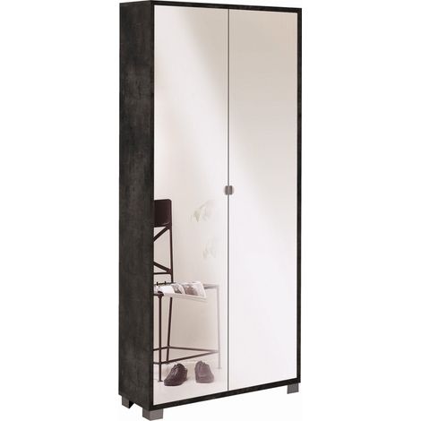 Mobile 2 Ante Specchio 83L x 29P x h190 – Finitura Nero Opaco – Sarmog (1/3)